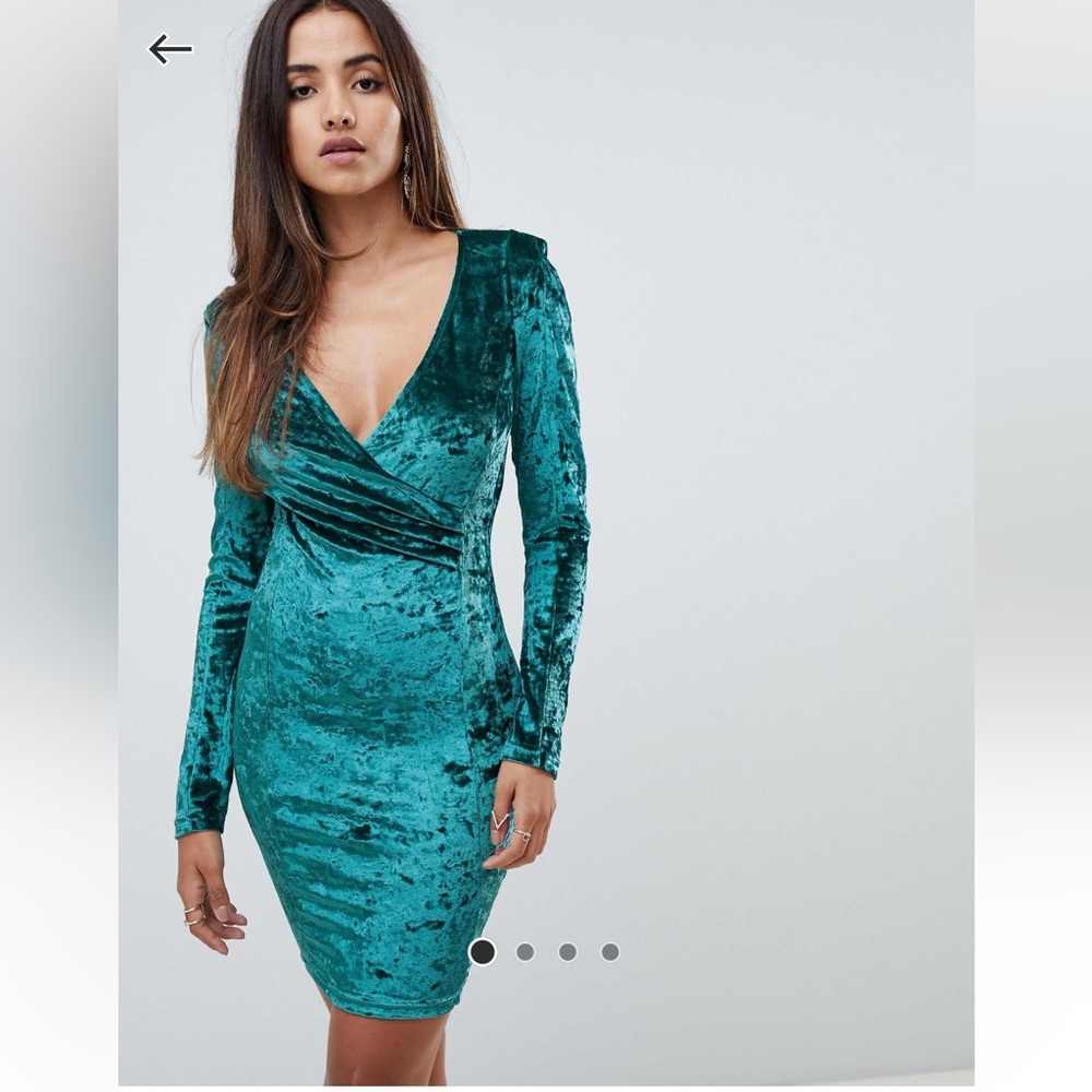 ASOS Emerald Green Velvet Dress- Brand New! - Picture 4 of 11